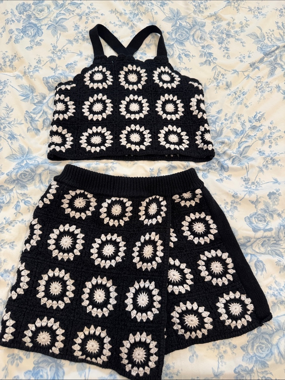 Zara Black and White Crocheted Kids Matching Set